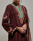 Brown Gota & Marrori Work Kurta Set I