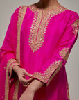 Fuchsia Pink Gota & Marrori Work Kurta Set I