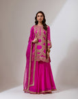 Fuschia Pink Georgette Sharara Set - Ready to Ship