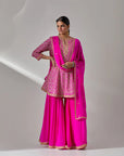 Fuschia Pink Georgette Sharara Set