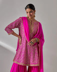 Fuschia Pink Georgette Sharara Set