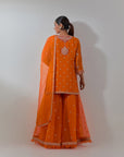 Orange Gota & Marrori Work Sharara Set