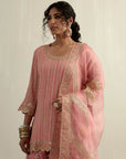 Dusty Pink Short Kurti With A Sharara And Dupatta