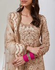 Ivory Marori And Gota Embroidered Sharara Set