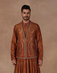 Ochre Jamawar Nehru Jacket Set | East