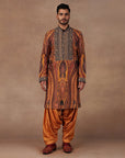 Ochre Mustard Jamawar Kurta Set | East