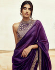 Classic Saree Set with Halter - Purple 2