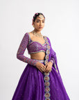 Purple Silk Organza Lehenga Set