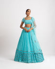 Mint Blue Single Tier Lehenga Set