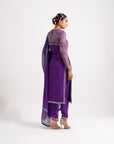Purple Multi Embroidery Round Neck Kurta Set