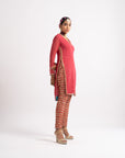 Deep Coral V Neck Heavy Pant Kurta Set