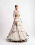 White Multi Tier Multi Color Lehenga Set
