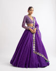 Purple Silk Organza Lehenga Set