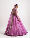Dark Blush Silk Organza Lehenga Set