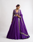 Purple Silk Organza Lehenga Set