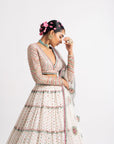 White Multi Tier Multi Color Lehenga Set
