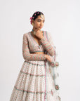 White Multi Tier Multi Color Lehenga Set