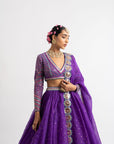 Purple Silk Organza Lehenga Set