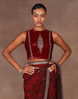 Ruby Red Saree Set