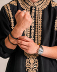 Black Silk Embroidered Kurta Set - Ready to Ship