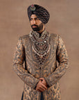 Walnut - Prussian Blue Sherwani Set