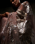 Dusty Pink Metallic Applique Saree