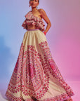 Ivory flouncy blouse and lehenga