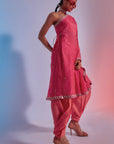 one shoulder kurta with drape pants