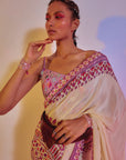 Ivory saree with embroidered bustier