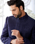 Midnight Blue Sherwani Set