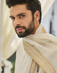 Cream Gold Sherwani Set