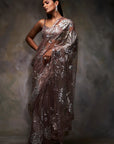 Dusty Pink Metallic Applique Saree