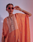 orange embellished summer silk kaftan