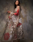 Nude Metallic Applique Saree 5