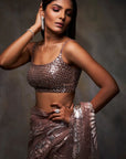 Dusty Pink Metallic Applique Saree