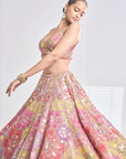 Multi-Coloured Floral Lehenga Set