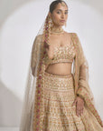 Cream Gold Zardozi Lehenga Set
