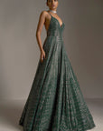 Bottle Green Crystal Gown