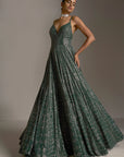 Bottle Green Crystal Gown