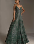 Bottle Green Crystal Gown