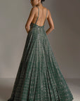 Bottle Green Crystal Gown