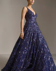 Navy Blue Sequin Gown