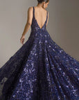 Navy Blue Sequin Gown