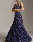 Navy Blue Sequin Gown