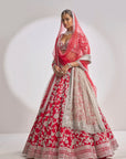 Red Silver Zardozi Lehenga Set