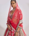 Red Silver Zardozi Lehenga Set
