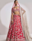 Red Silver Zardozi Lehenga Set