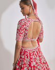Red Silver Zardozi Lehenga Set