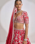 Red Silver Zardozi Lehenga Set