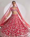 Red Silver Zardozi Lehenga Set